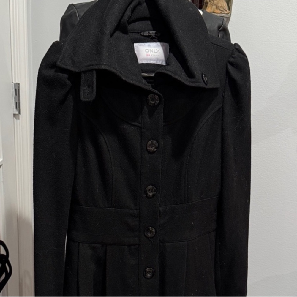 Anthropologie Black A-Line Wool Coat - Picture 11 of 12